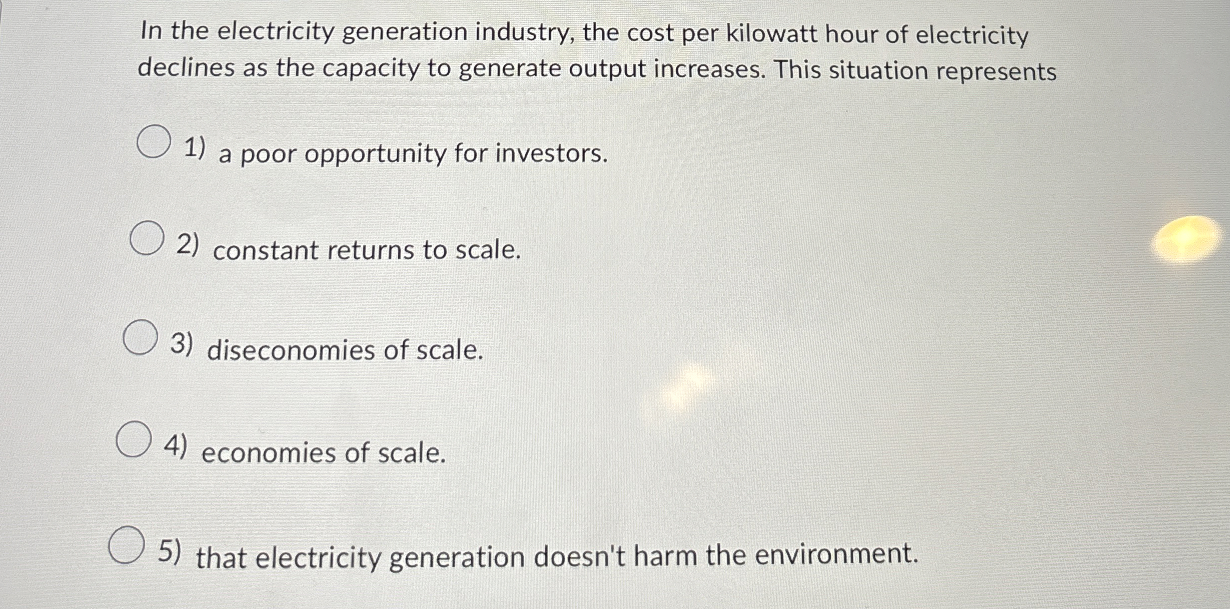 Solved In the electricity generation industry, the cost per