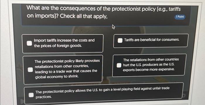 What are the consequences of the protectionist policy | Chegg.com