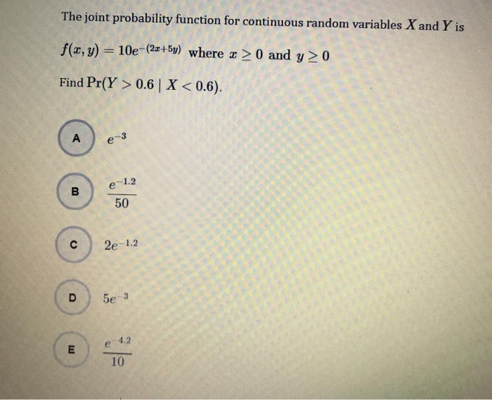 Solved The joint probability function for continuous random | Chegg.com