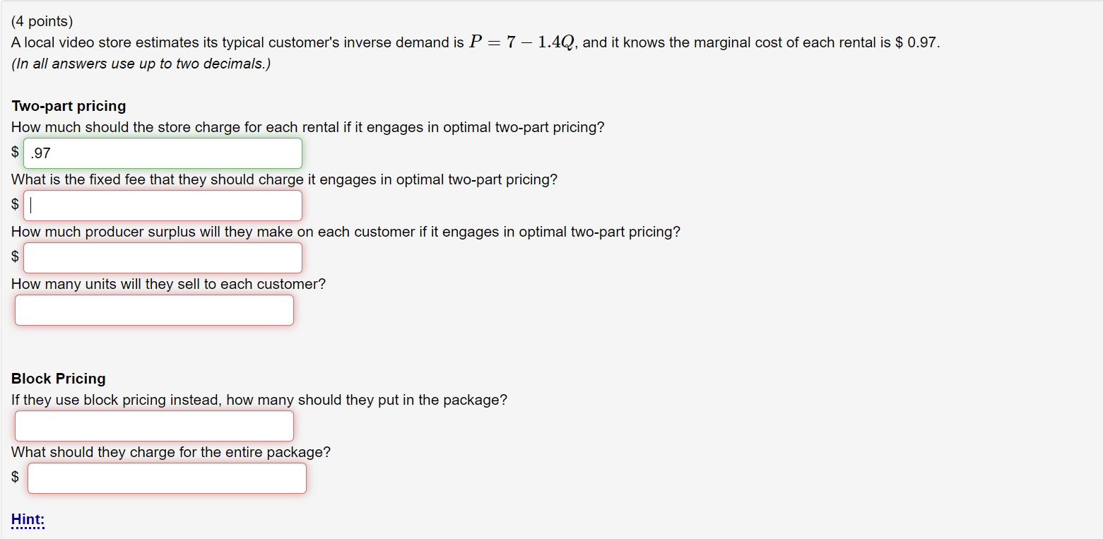 Solved (4 ﻿points)A local video store estimates its typical