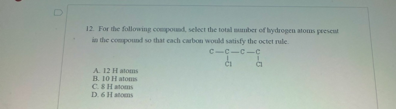 Solved For The Following Compound Select The Total Number Chegg Com