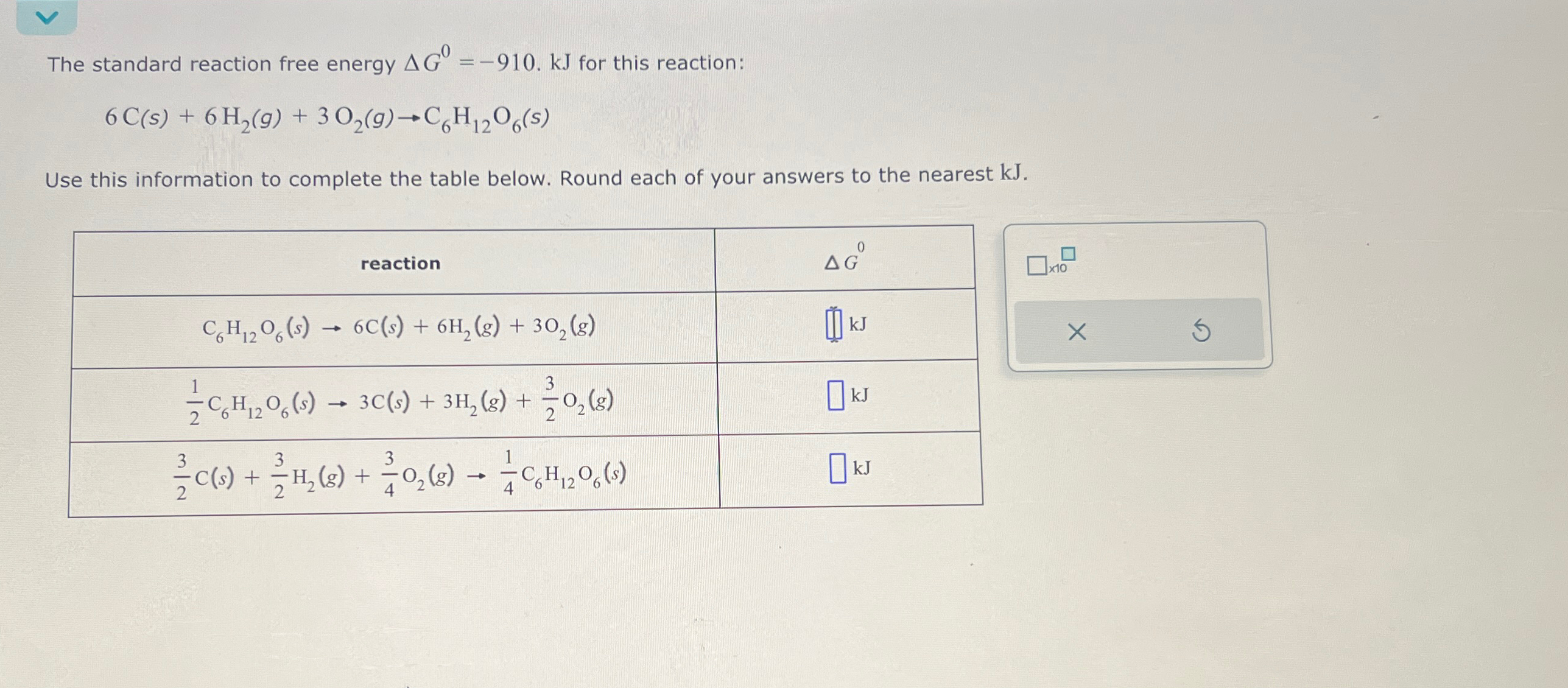 Solved The Standard Reaction Free Energy Δg0 910 Kj ﻿for