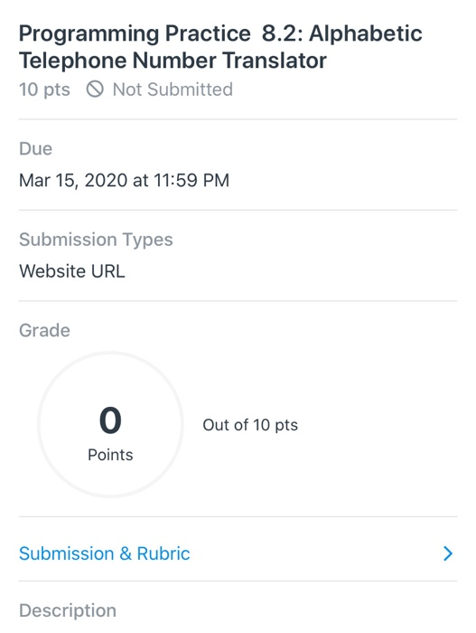 Solved Programming Practice 8.2 Alphabetic Telephone Number