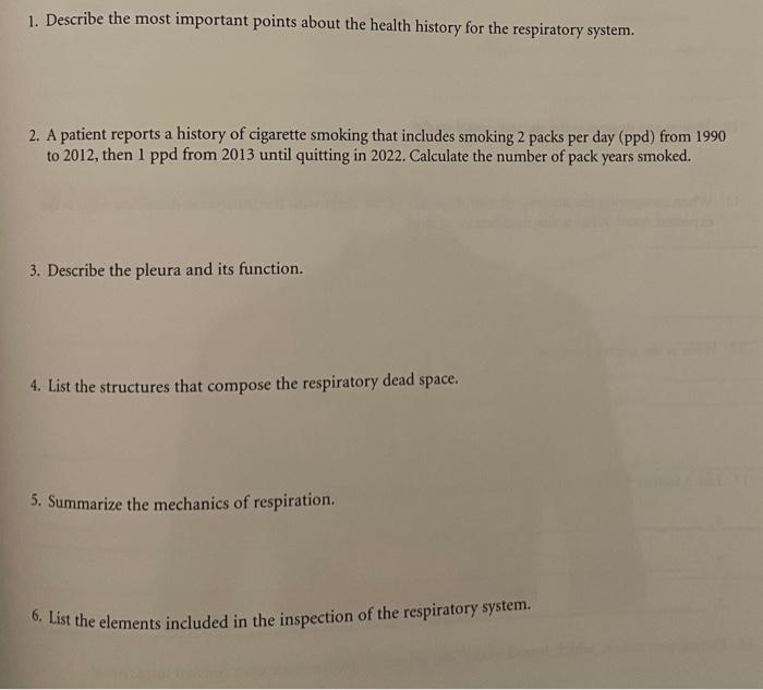 Solved 1. Describe the most important points about the