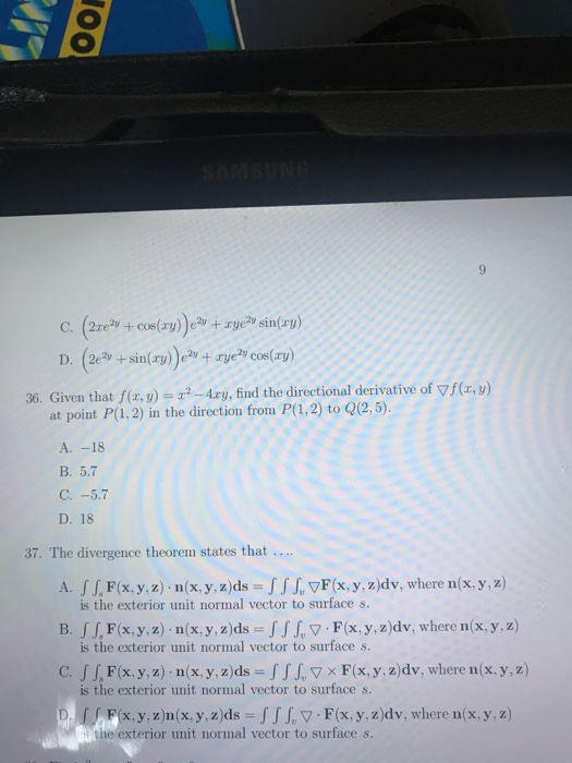 Solved 100 Samsung 9 C 25e2y Cos Xy E2y Xye Sin Xy