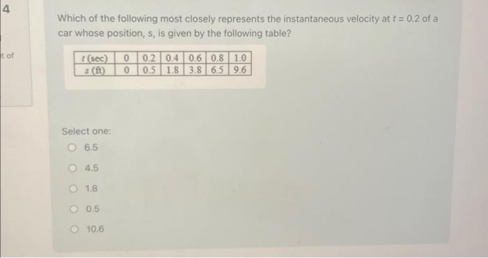 Solved 4 t of Which of the following most closely represents | Chegg.com