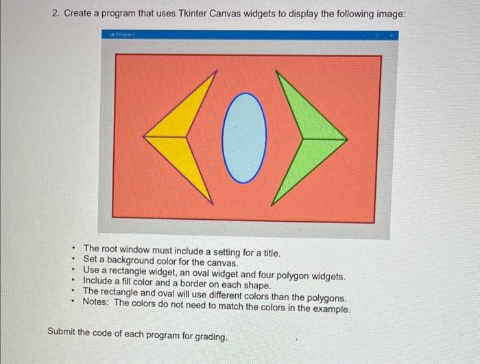 Solved Create a program thar uses Tkinter Canvas widgets to | Chegg.com