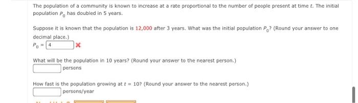Solved The population of a community is known to increase at | Chegg.com