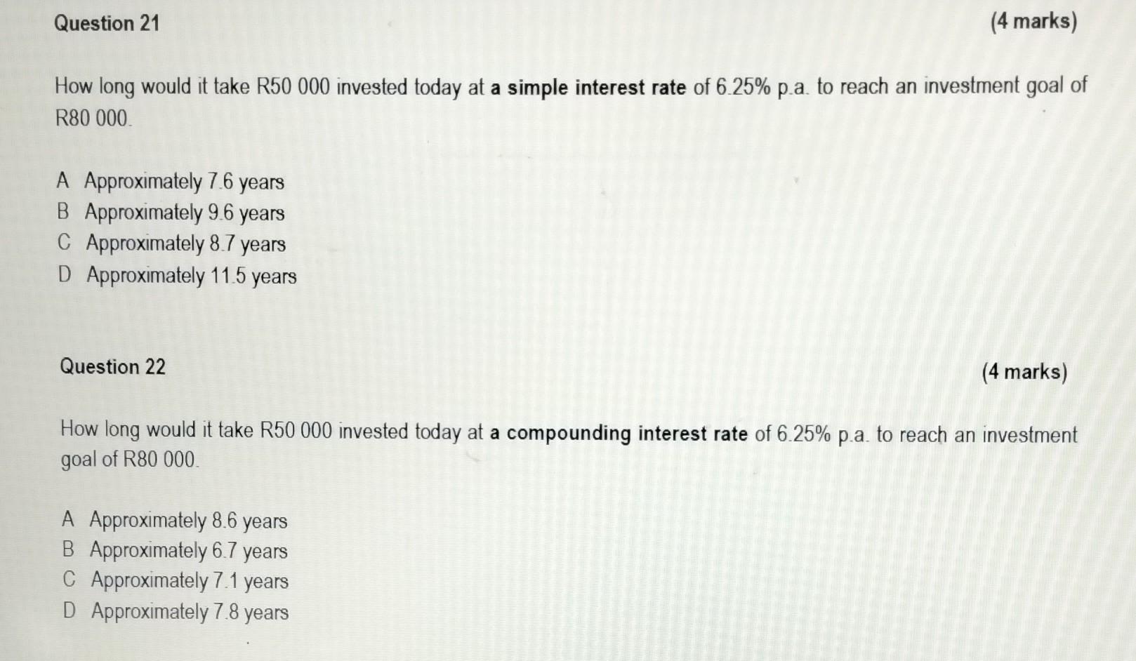 Solved How Long Would It Take R50 000 Invested Today At A Chegg