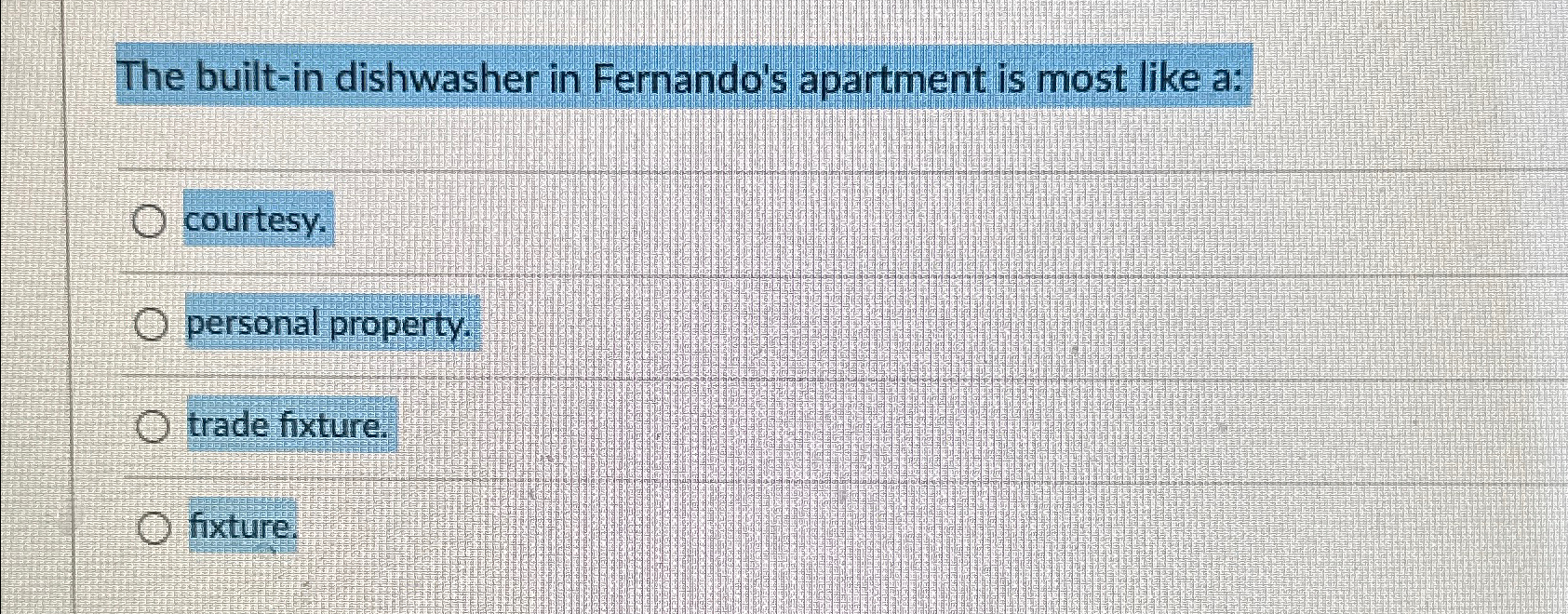 Solved The builtin dishwasher in Fernando's apartment is