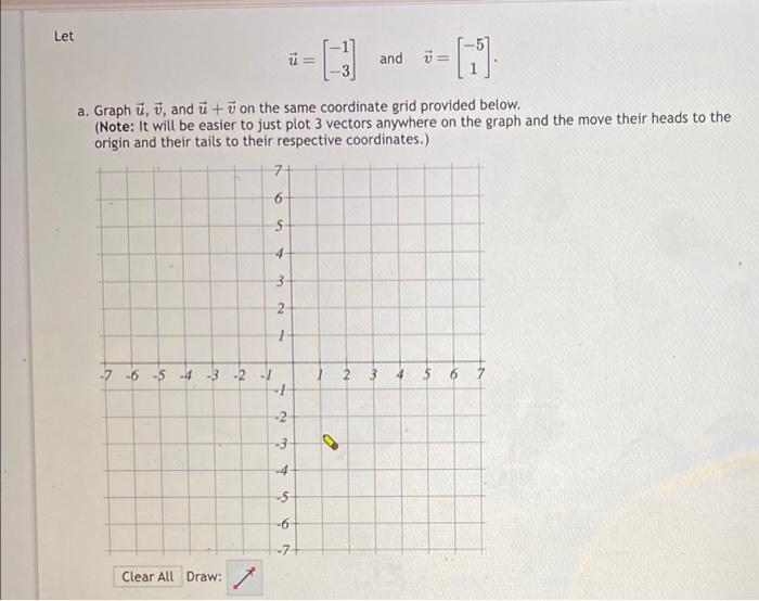 Solved U −1−3 And V −51 A Graph Uv And Uv On The 
