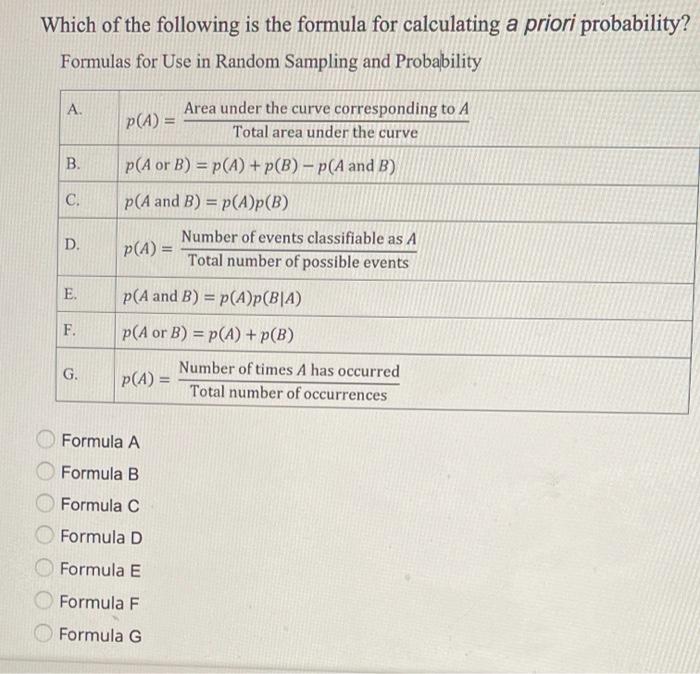 Solved Which of the following is the formula for calculating | Chegg.com