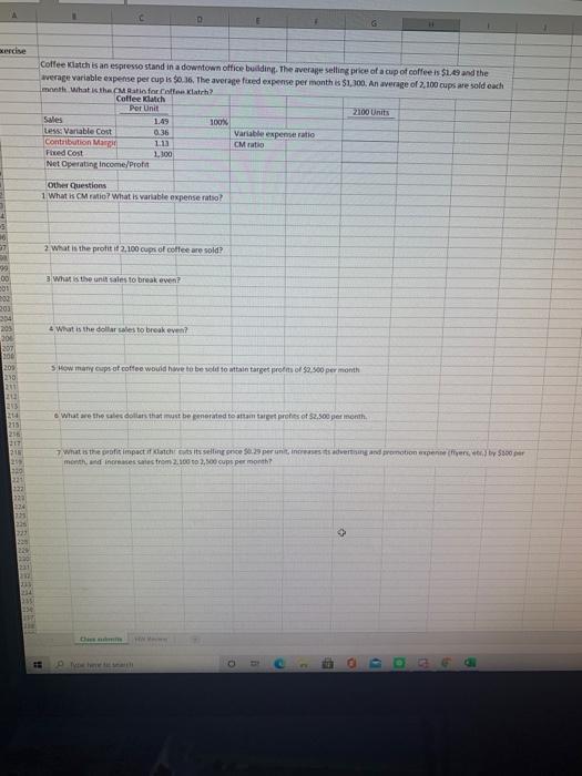 Solved xercise Coffee Klatch is an espresso stand in a