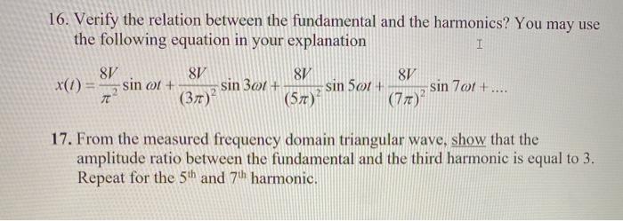 Solved 16. Verify the relation between the fundamental and | Chegg.com