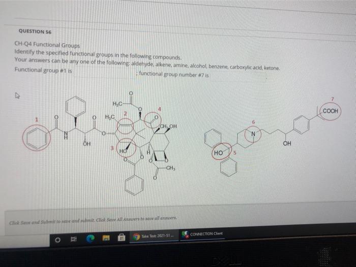 Solved QUESTION 56 CH-Q4 Functional Groups Identify the | Chegg.com