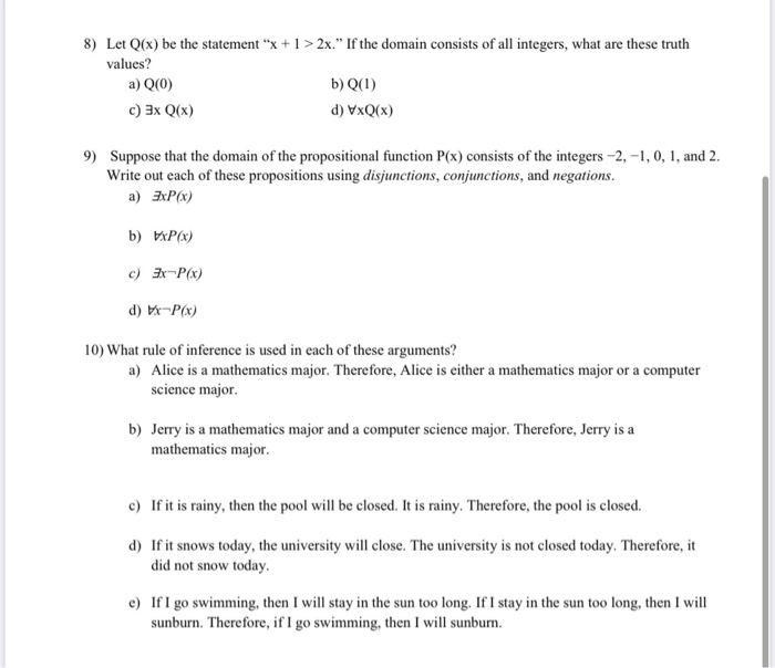 Solved Answer The Following 1 What Is The Negation Of E Chegg Com