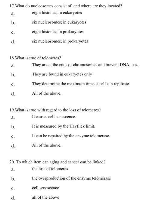 Solved a. 17. What do nucleosomes consist of, and where are | Chegg.com