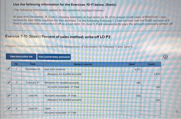 Solved Use the following information for the Exercises 10