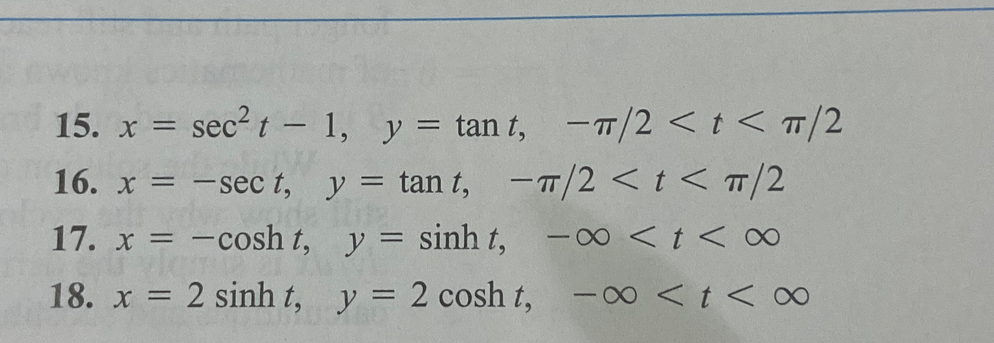x=2sinht,y=2cosht,-∞x=-cosht,y=sinht,-∞x=2sinht,y=2co | Chegg.com