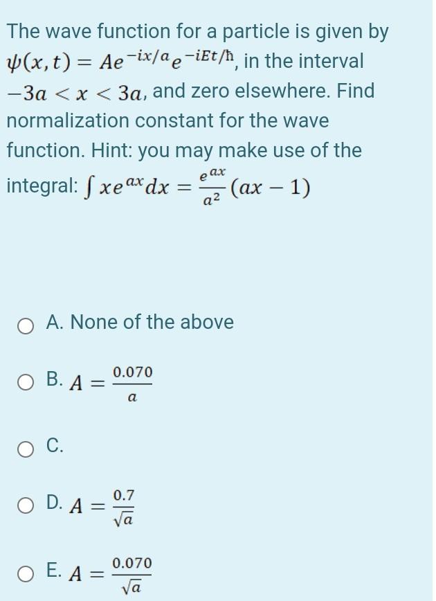 Solved The wave function for a particle is given by 4(x,t) = | Chegg.com