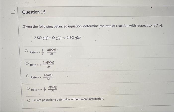 Solved Question 18 Given the following balanced equation, | Chegg.com