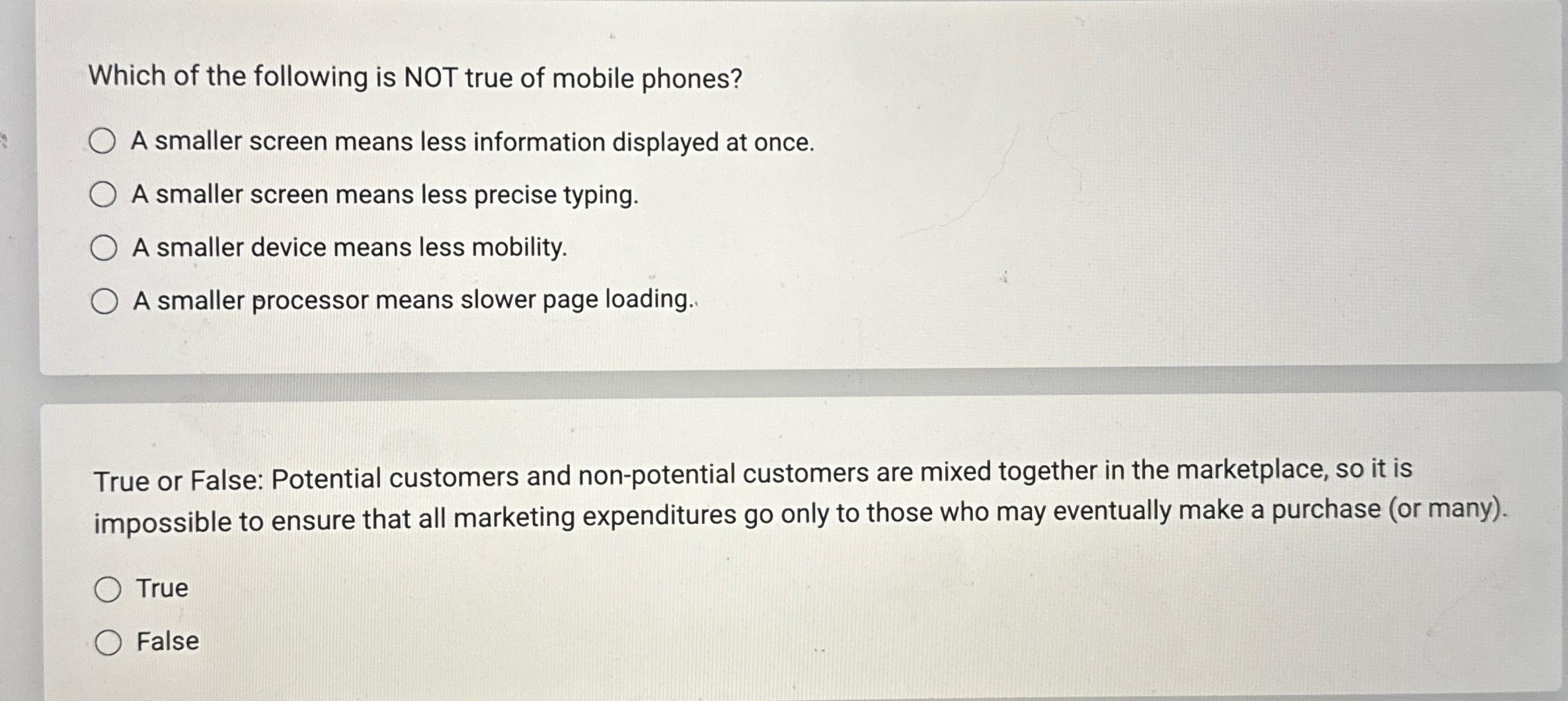 Solved Which of the following is NOT true of mobile phones?A | Chegg.com