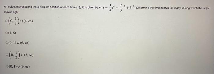 An object moves along the x-axis, its position at | Chegg.com