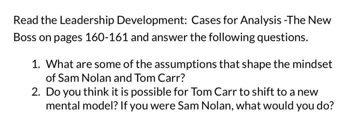 Solved Read the Leadership Development: Cases for Analysis | Chegg.com