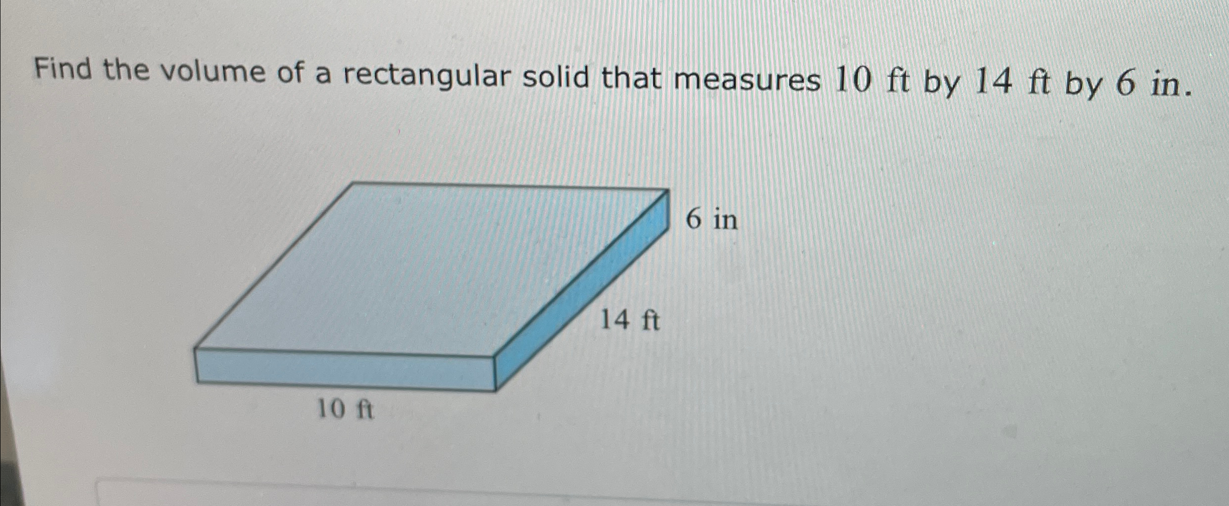 Solved Find the volume of a rectangular solid that measures | Chegg.com