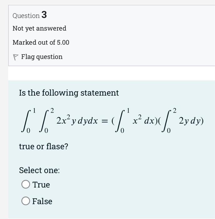Solved Question 2 Not yet answered Marked out of 5.00 P Flag | Chegg.com