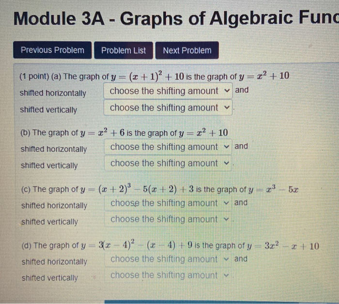 Solved Module 3A - Graphs of Algebraic Func Previous Problem | Chegg.com