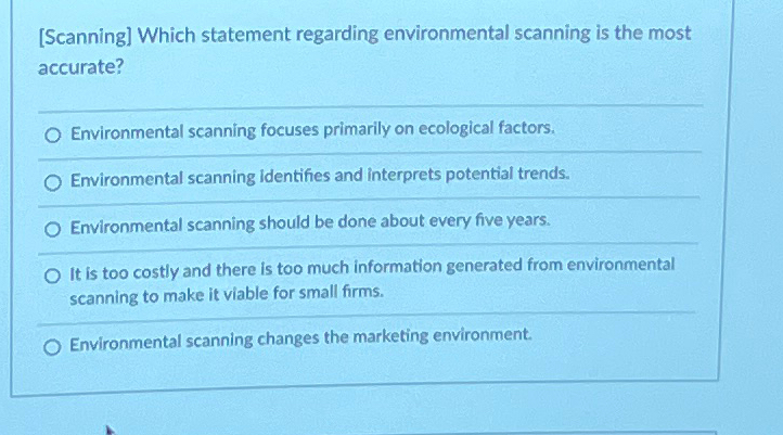 Solved [Scanning] ﻿Which statement regarding environmental | Chegg.com