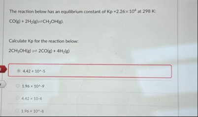Solved The reaction below has an equilibrium constant of | Chegg.com