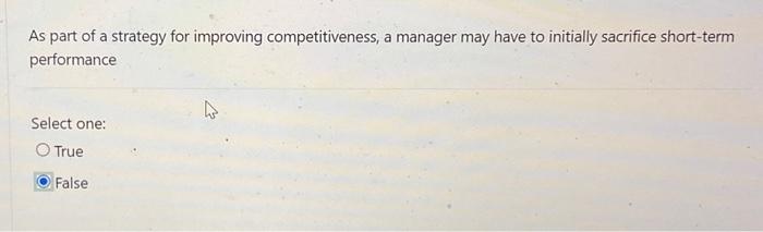 Solved As part of a strategy for improving competitiveness, | Chegg.com