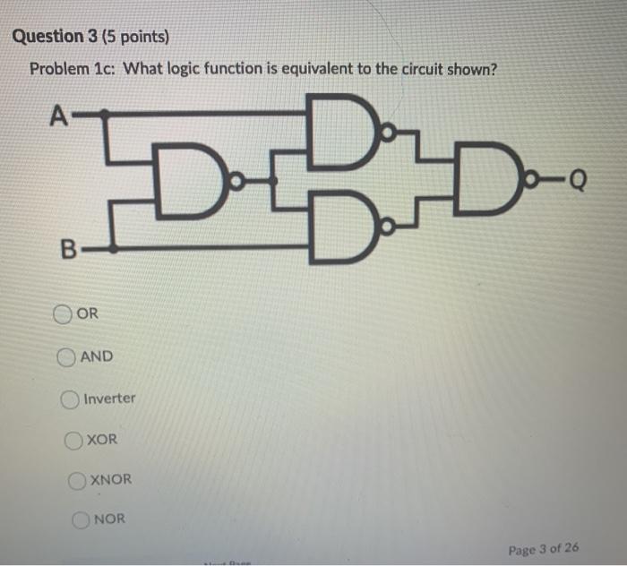Solved Question 3 (5 points) Problem 1c: What logic function | Chegg.com
