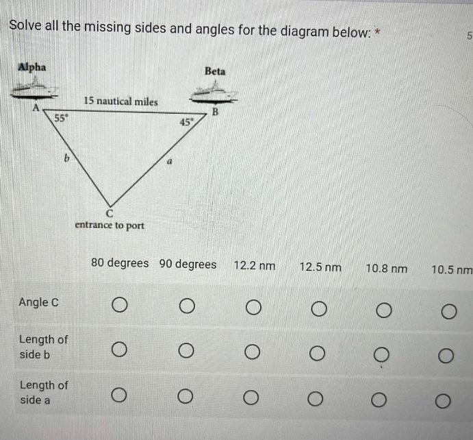 Solved Solve all the missing sides and angles for the | Chegg.com