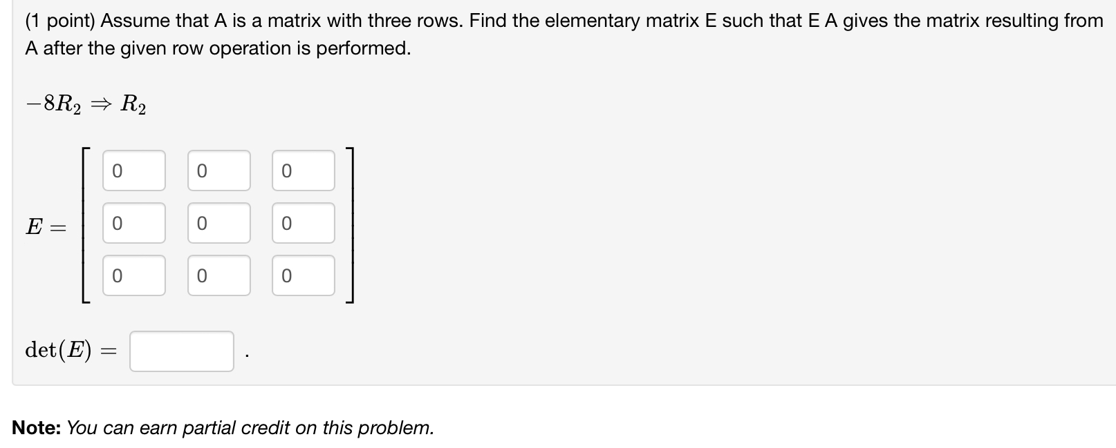 Solved (1 ﻿point) ﻿Assume that A ﻿is a matrix with three | Chegg.com