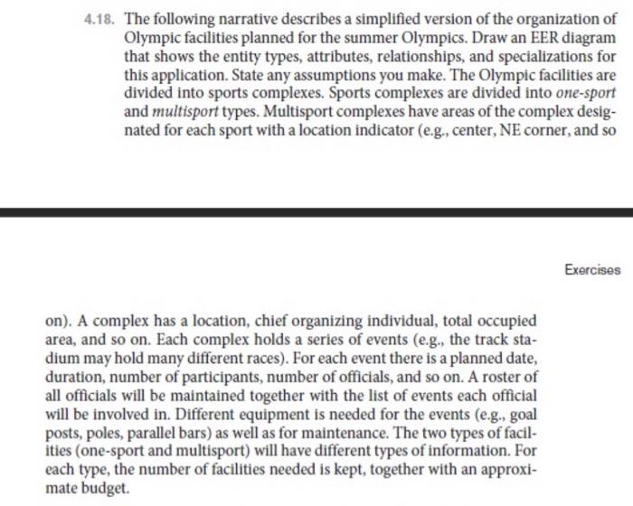 Solved 4.18. The following narrative describes a simplified