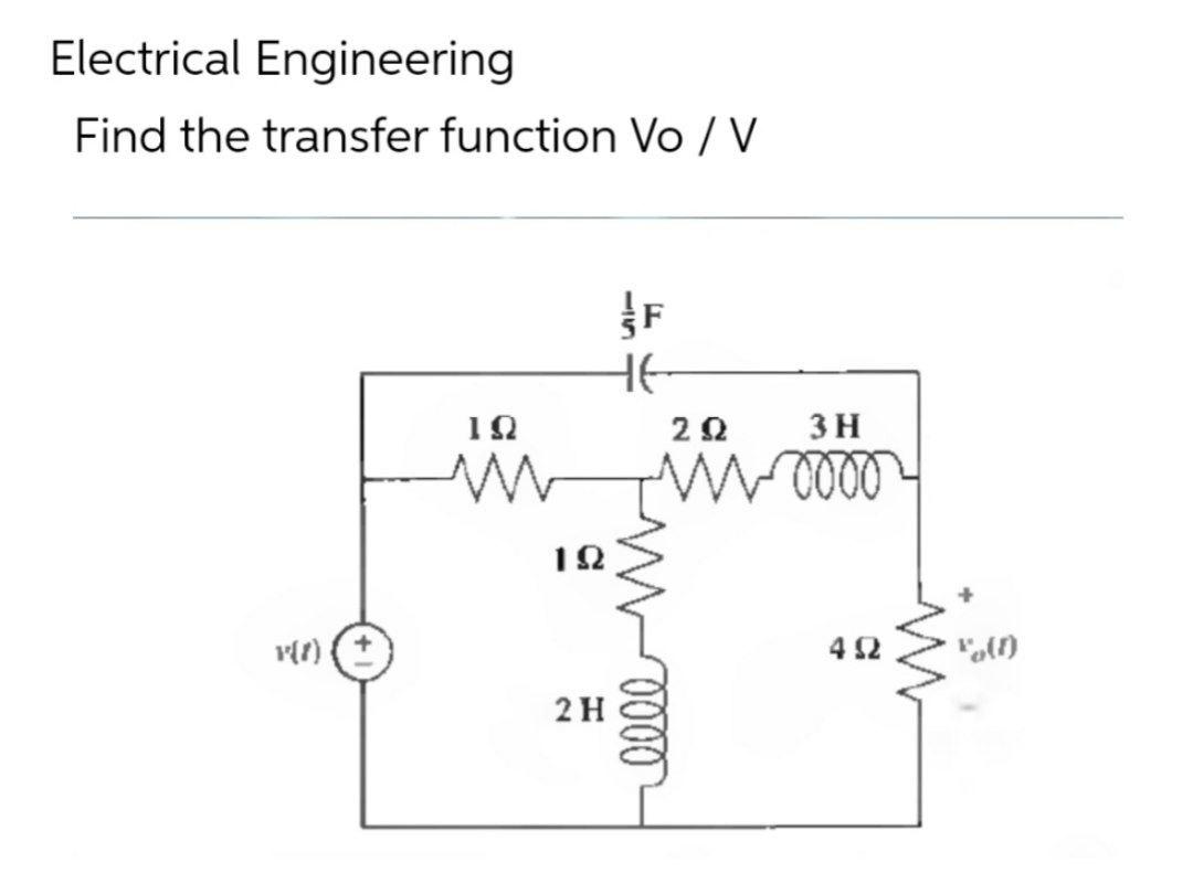 Solved Electrical Engineering Find the transfer function Vo | Chegg.com