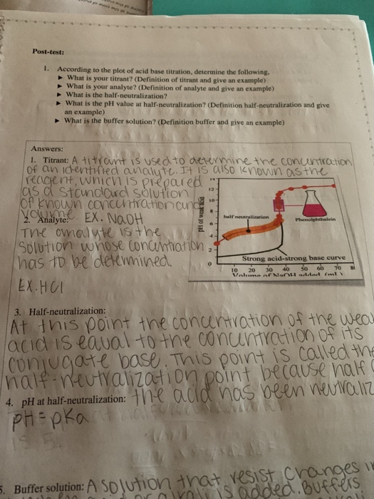 Solved Posttest 1. According to the plot of acid base