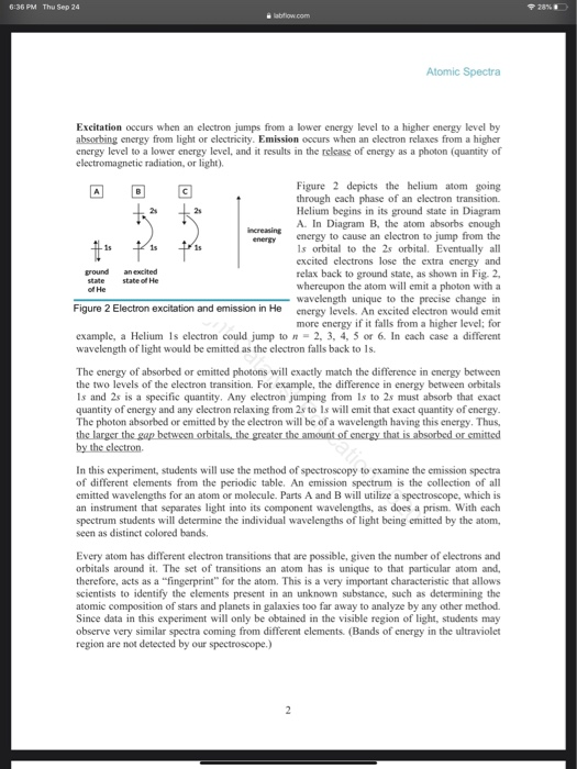 6 35 Pm Thu Sep 24 295 Labiow Atomic Spectra Chegg 