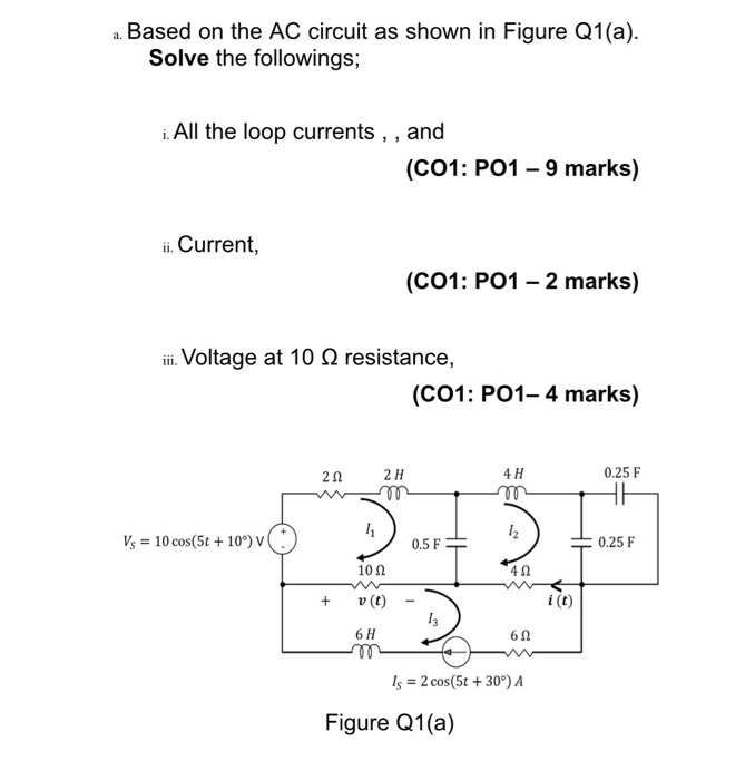 Solved a. Based on the AC circuit as shown in Figure Q1(a). | Chegg.com