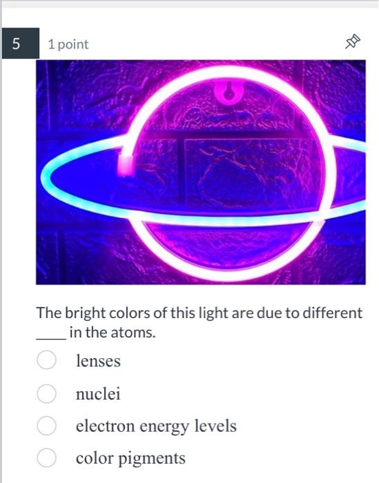 Solved The bright colors of this light are due to different | Chegg.com