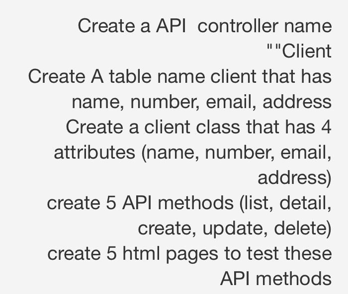 Solved using ASP.NET CORE API create:1- ﻿Create a API | Chegg.com