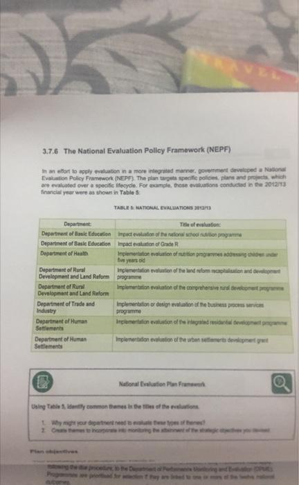 Solved 3.7.6 The National Evaluation Policy Framework (NEPF) | Chegg.com