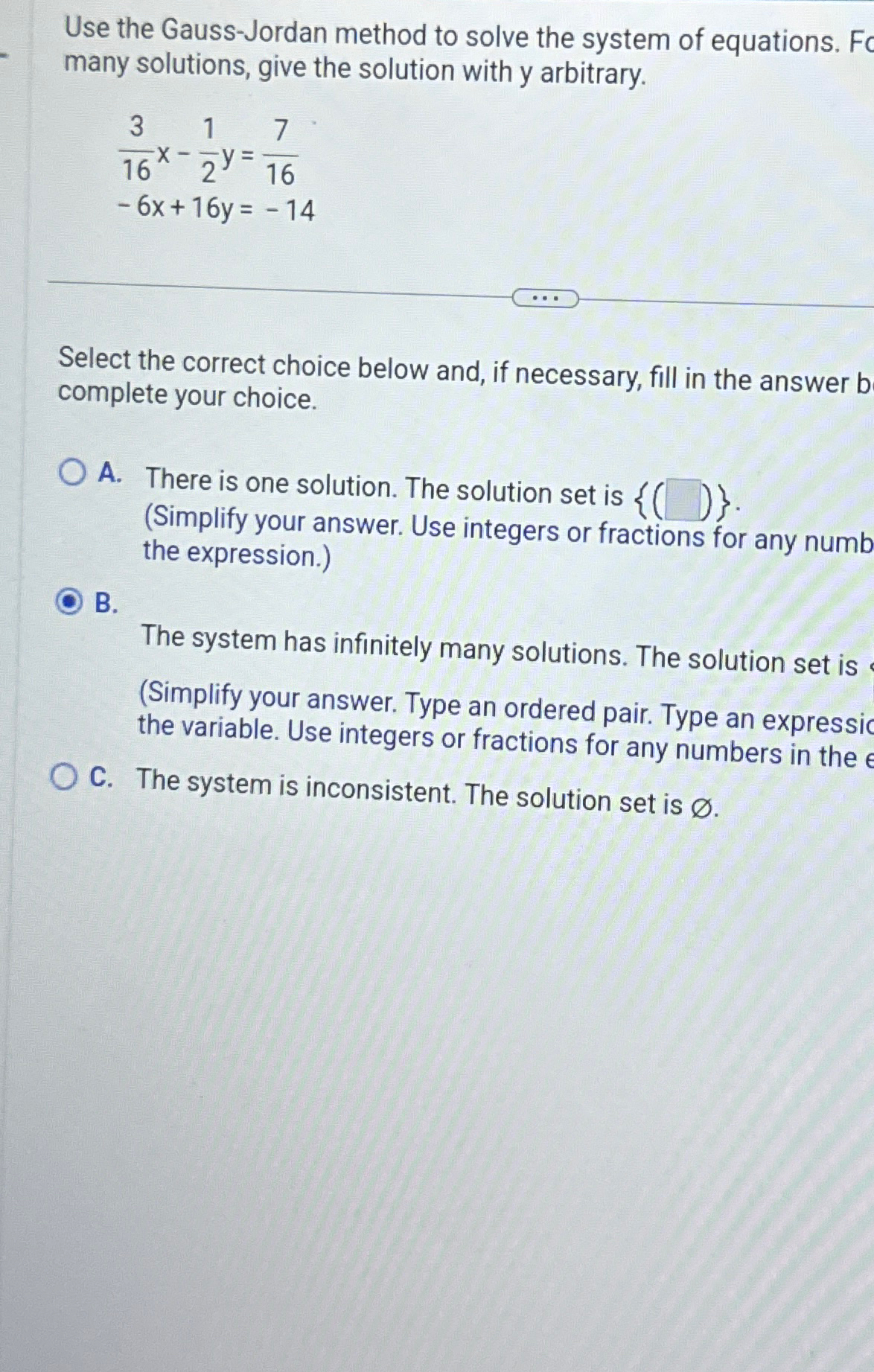 Solved Use the Gauss-Jordan method to solve the system of | Chegg.com