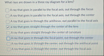 Solved What rays are drawn in a three ray diagram for a | Chegg.com