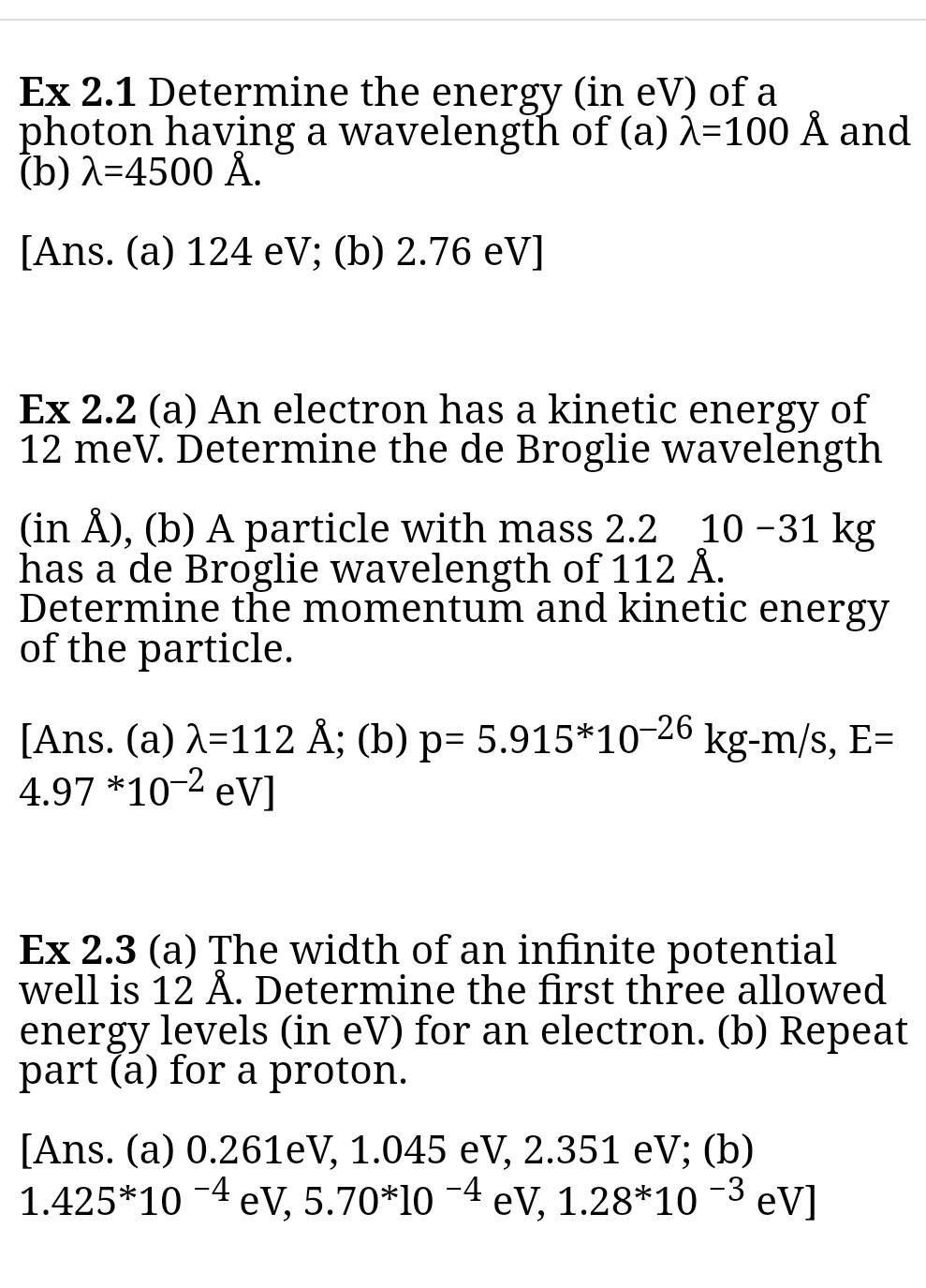 Solved Ex 2.1 Determine the energy (in eV) of a photon | Chegg.com