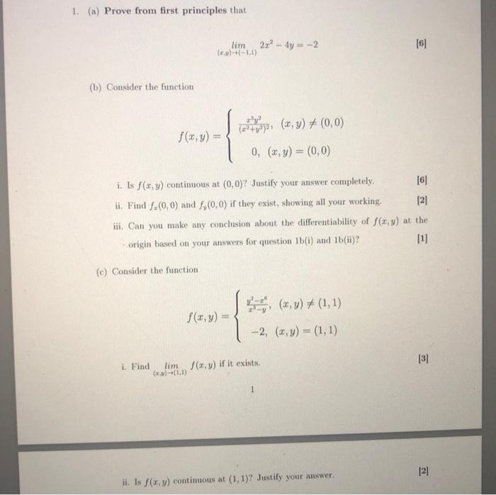 Solved 1. (a) Prove from first principles that lim 2 - 4y= | Chegg.com