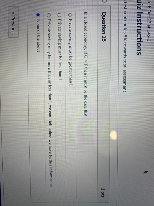 Solved ted: Oct 23 at 14:43 uiz Instructions test | Chegg.com